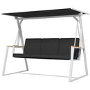 Panchina da Giardino 3 Posti con Tettuccio Inclinabile 205x130x175 cm in Acciaio Grigio Scuro