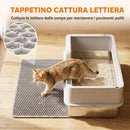Lettiera per Gatti XL Fino a 8 kg 60x40x30 cm con Tappetino Vassoio e Paletta in Acciaio Inox e PP Grigio Chiaro      