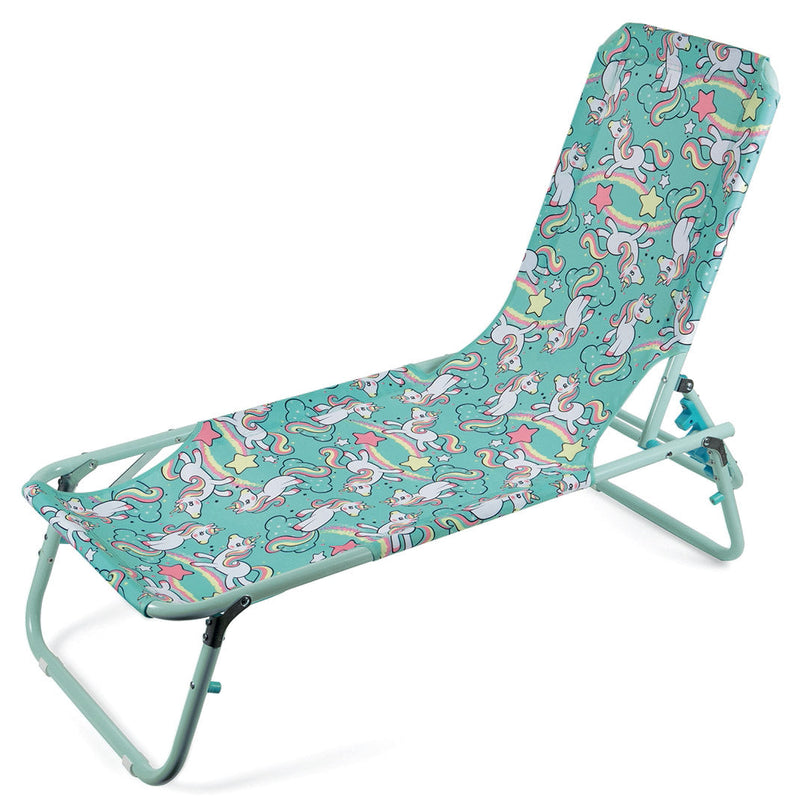 Lettino Prendisole Pieghevole per Bambini in Metallo Soriani Unicorno  Azzurro