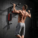 Stazione Fitness 2 in 1 da Parete per Trazioni e Dip Supporta Max 200 Kg in Acciaio Rossa      