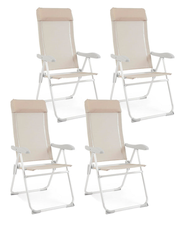 Set 4 Sedie Sdraio Pieghevole 57x65x110 cm in Alluminio Cayo Grigio Ghiaccio prezzo