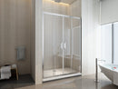 Porta Parete Doccia 2 Ante Scorrevoli in Cristallo Trasparente 6mm H190 Four Varie Misure