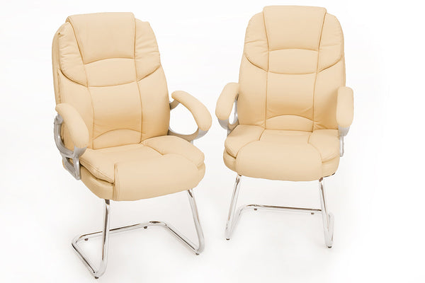 Coppia di Sedie Poltroncine Visitatore in Similpelle da Ufficio Bozzini Silky Beige online