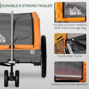 Rimorchio per Bicicletta 130x64x60/97 cm in Acciaio e Sacca in Tessuto Oxford Arancione e Argento