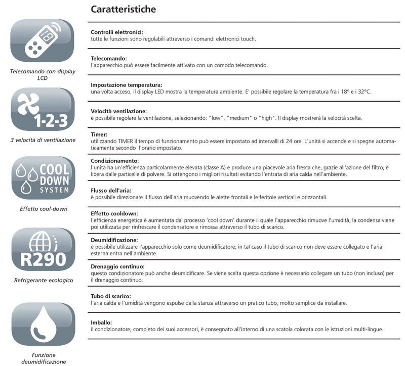 Condizionatore Portatile 11000 BTU Aria Fredda e Calda Qlima PH534 Bianco