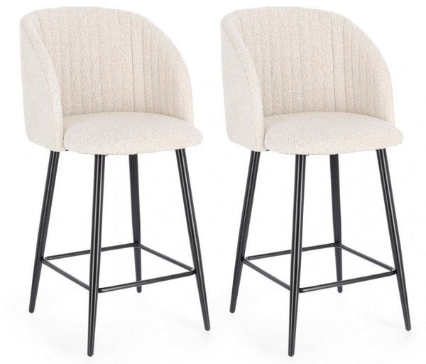 Set 2 Sgabelli 53x59x97 cm Queen in Bouclè Nero e Avorio online