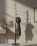 Appendiabiti da Terra Step Ø37x172 cm in Metallo e Faggio e Marmo Nero e Marrone      