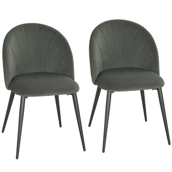 sconto Set 2 Sedie da Pranzo 52x55x79 cm Imbottite con Schienale a Conchiglia in Velluto Grigio