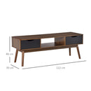 Mobile TV 2 Ante e Vano Centrale 122x39x46 cm in Legno Teak e Nero