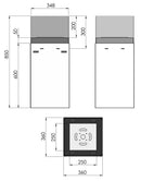 Camino a Bioetanolo da Pavimento 36x36x85 cm Instate 850 Bianco con Vetro