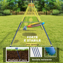 Set Altalena da Giardino 4 in 1 per Bambini 3-8 Anni con 2 Altalene Canestro e Porta da Calcio Multicolore      