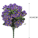 Set 4 Bouquet Artificiali di Cineraria Composto da 34 Fiori Artificiali Altezza 34 cm Viola