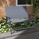 Sedia Panchina da Campeggio 2 Posti Pieghevole 118x65x96 cm in Acciaio e Tessuto a Rete Grigio