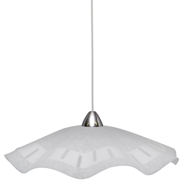 sconto Sospensione D45 1xE27 Montatura Trasparente-Cromo Vetro Lastra Bianco E-Energy Isabella