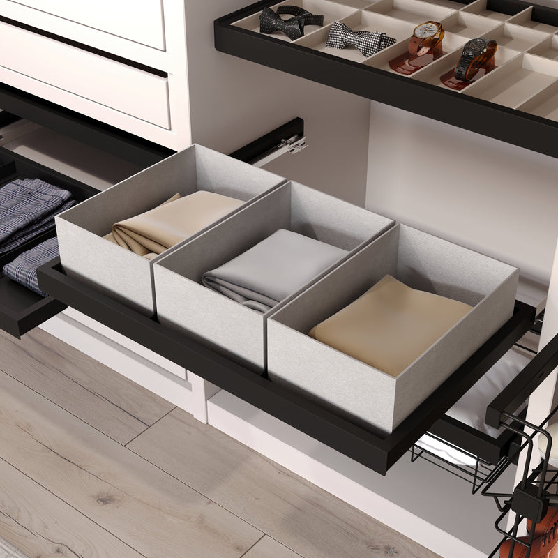 Kit 2 Cestelli e Vassoio per Amadio Regolabile 800 mm Emuca Nero