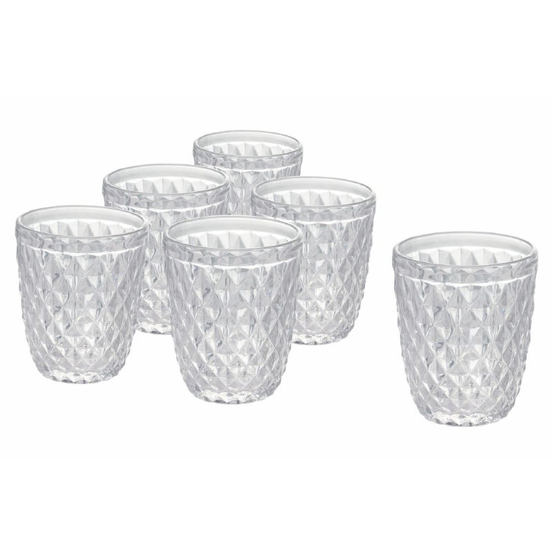 Set 6 Bicchieri Acqua Diamond in Vetro VdE Tivoli 1996 Trasparente