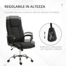 Sedia da Ufficio Ergonomica Basculante e Imbottita 62x76x110-119 cm in Poliestere Effetto Lino Nero  