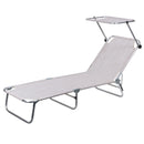 Lettino Mare con Parasole Richiudibile 190x58x27 cm in Alluminio PVC e Poliestere Ecrù Vieste      