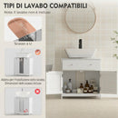 Mobiletto Sottolavabo Salvaspazio 60x30x60 cm con Cassetto e Armadietto in MDF Bianco      