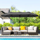 Ombrellone Doppio da Giardino 400x220x234H cm con Prese d'Aria e Manovella Nero e Grigio Scuro  