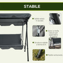 Dondolo 3 Posti con Tettuccio Regolabile 172x110x153 cm in Acciaio e Poliestere Grigio