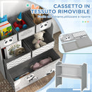 Scaffale Portagiochi con 6 Contenitori in Tessuto 63x30x66cm Grigio   