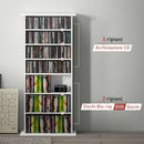 Scaffale Porta CD 58x24x124,5 cm con 6 Ripiani Regolabili Capacità di 360 CD/185 DVD Bianco      