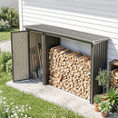Portalegna da Esterno 2 in 1 235x67x149 cm 1,26 m² con Armadietto Porta Attrezzi in Acciaio Zincato Grigio Scuro      