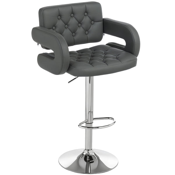 Sgabello da Bar Regolabile 61x50x93-113 cm Seduta Extra Large Girevole in Similpelle PU Grigio sconto