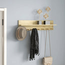 Mensola da Parete con 7 Ganci per Ingresso e Soggiorno 80x12x20 cm in Legno di Abete 