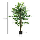 Pianta Artificiale di Ficus da Interno e Esterno H150 cm con Vaso Verde