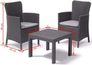 Set Tavolino e 2 Poltrone da Giardino Effetto Rattan Keter Salvador Balcony Antracite