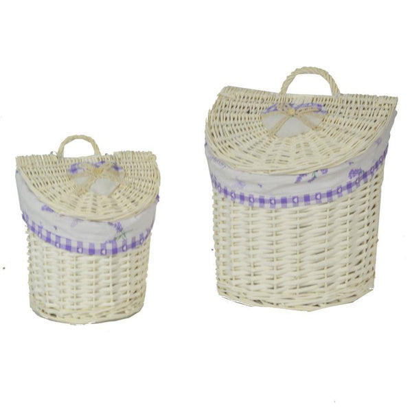 Set 2 Ceste Pensile Lavanda Mezzaluna in Vimini Naturale sconto