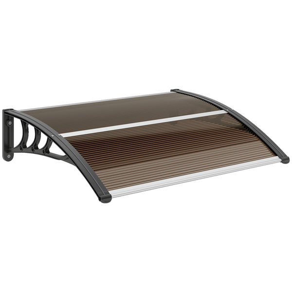 Pensilina da Esterni Impermeabile e Anti-UV 75x120x23 cm in PC PP e Alluminio Marrone e Nero online