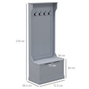 Mobile Appendiabiti con Panca Contenitore 71,5x39,5x170 cm in Legno Grigio  
