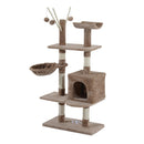 Albero Tiragraffi il Legno con Rivestimento Morbido Marrone chiaro 60x35x135 cm 
