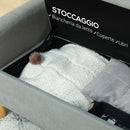 Divano 2 Posti 140x72x82 cm con Vano Contenitore Effetto Velluto Grigio  