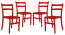 Set 4 Sedie da Giardino in Polipropilene Vandi Rosse