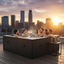 Piscina Spa Vasca Semi-Rigida 180x180x70 cm 6 Posti Riscaldamento Integrato Struttura in Schiuma NetSpa Celestia Nero Carbone