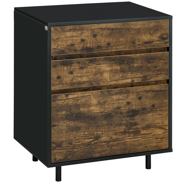 Cassettiera 3 Cassetti 60x45x75 cm in Truciolato Marrone e nero acquista