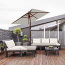 Ombrellone da Giardino Rettangolare Inclinabile 200x150x235H cm Apertura a Corda Beige 