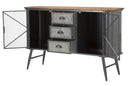 Mobile Illinois 120x35x77 cm in Ferro e Legno di Abete Grigio e Grigio e Naturale