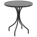 Tavolo da Giardino Rotondo Ø66x71,5 cm con Piano a Doghe in Acciaio Nero