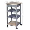Carrello da Cucina 37x37x76 cm in Legno di Pino e MDF Rovere e Grigio