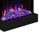 Caminetto Elettrico da Pavimento Autoportante Calliope Effetto Fuoco e Telecomando con Cornice in Legno MDF Nero