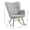 Poltrona a Dondolo Imbottita Rivestimento Bouclé 71x98x101 cm Grigio  