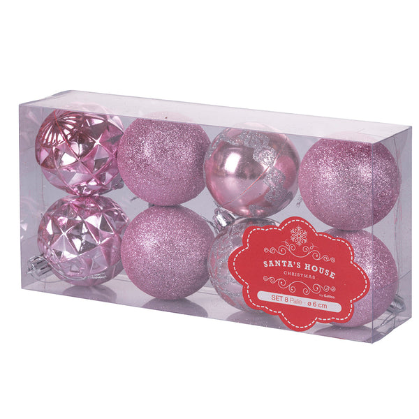 Set 8 Palle di Natale Ø6 cm in Plastica Rosa prezzo