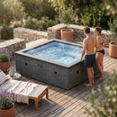 Piscina Spa Vasca Semi-Rigida 180x180x70 cm 6 Posti Riscaldamento Integrato Struttura in Schiuma NetSpa Celestia Grigio Screziato