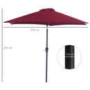 Ombrellone da Giardino Ø2,7 m Palo Ø38 mm in Alluminio Rosso