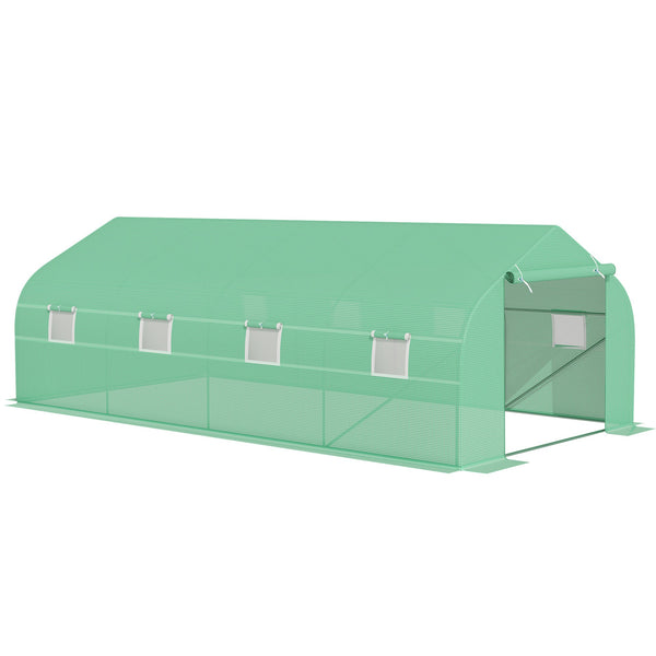 sconto Serra da Giardino 6x3x2 m Serra con Tetto a Spiovente in PE per Piante Verde